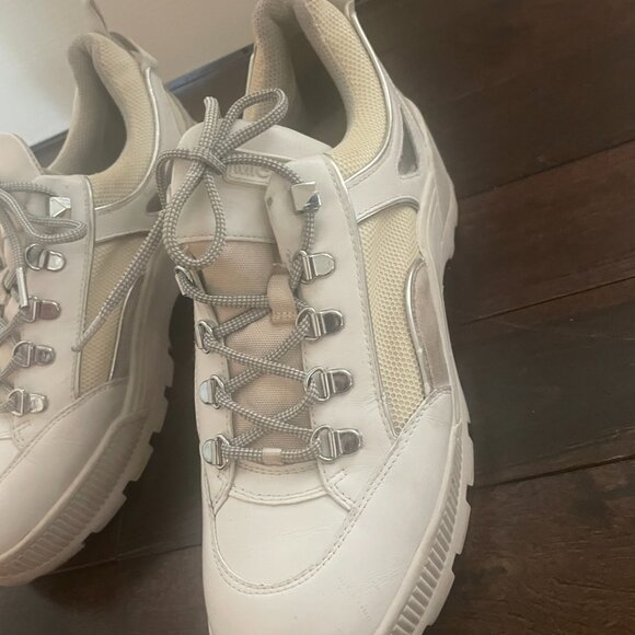 Michael Kors Women's Brooke White Leather & Scuba Trek Lace-Up Sneakers size 10 - Picture 5 of 12